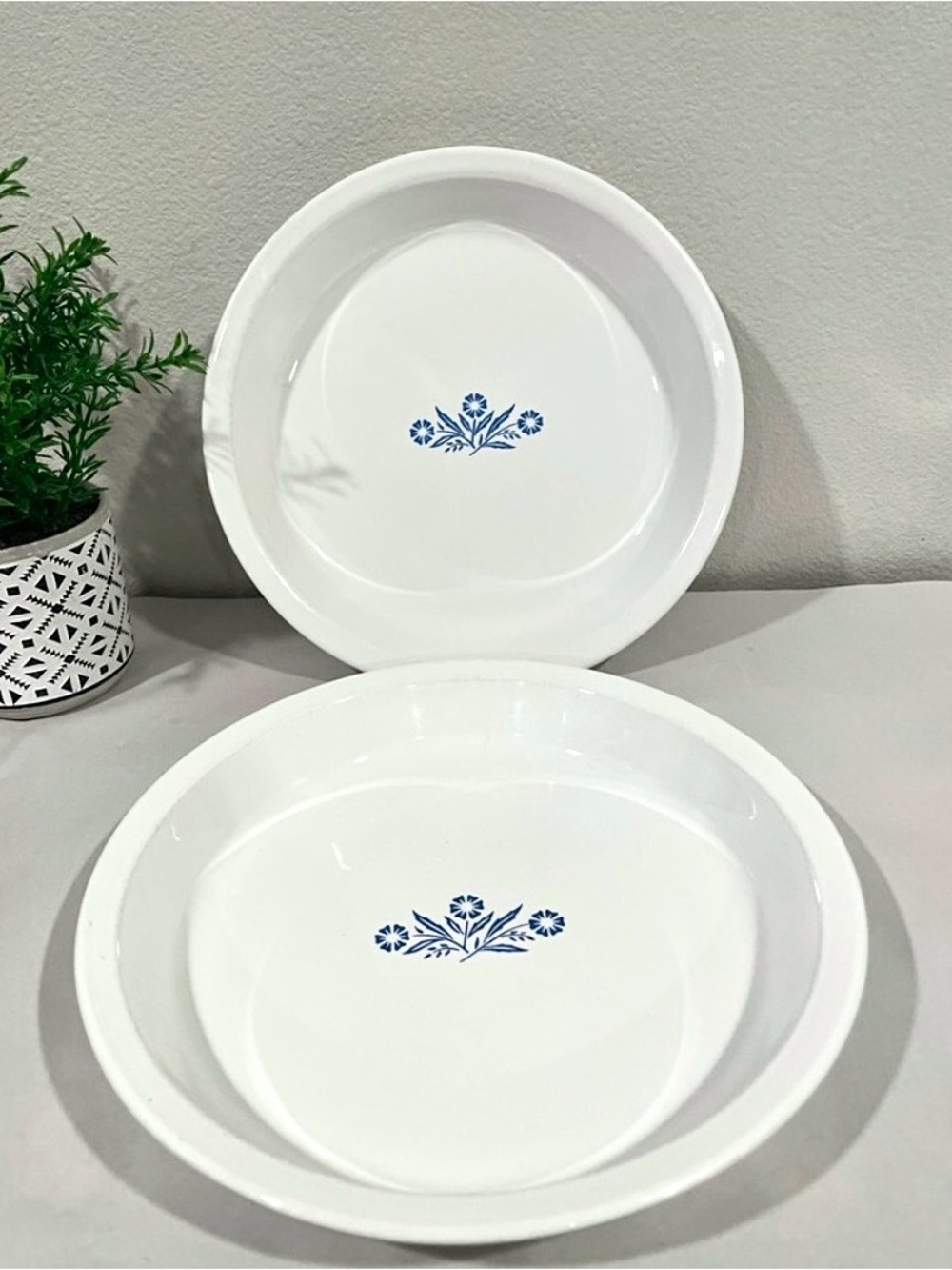 Pair (2) Corningware 9” “Blue Cornflower” Pie Pans Baking Dishes | Vintage | GUC